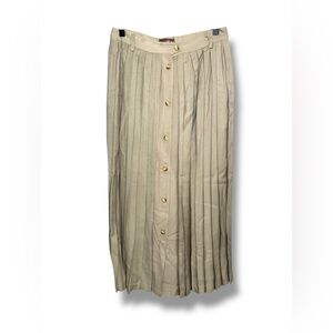 Vintage‎ Outback Red Button-Down Pleated Skirt in Beige Sz 12 EVC